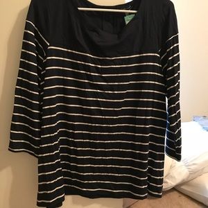 Navy and white striped shirt